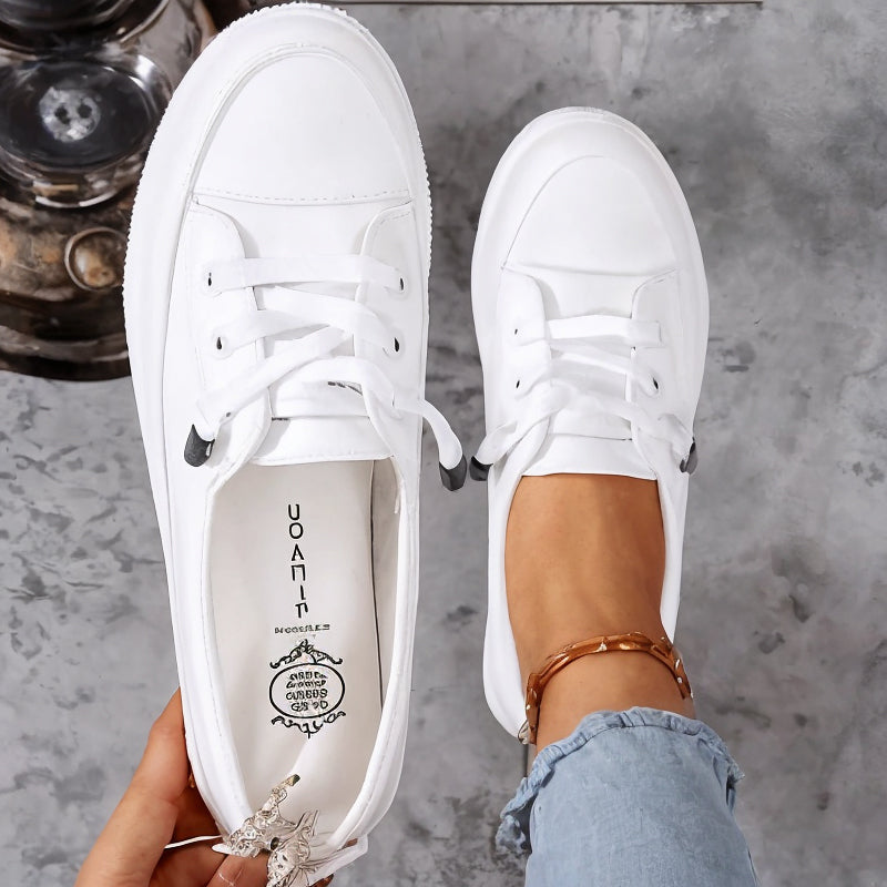 Cora | Weisse Low-Top-Sneakers aus Leder mit Schnürung für Damen