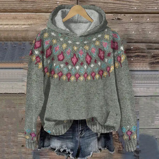 Amaya | Oversized-Kapuzenpullover mit Fair-Isle-Muster für Damen