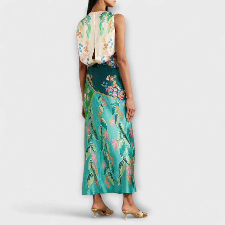 Aisling - Buntes drapiertes Maxikleid mit Blütenmuster