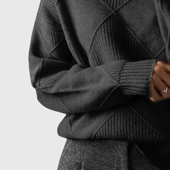 Diana | Rippstrick-Rollkragenpullover mit geometrischem Muster für Damen