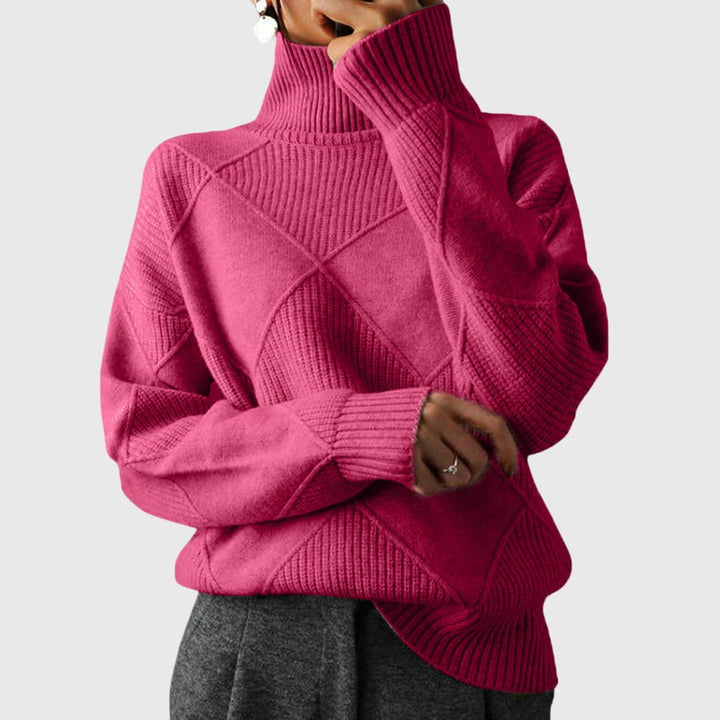 Diana | Rippstrick-Rollkragenpullover mit geometrischem Muster für Damen