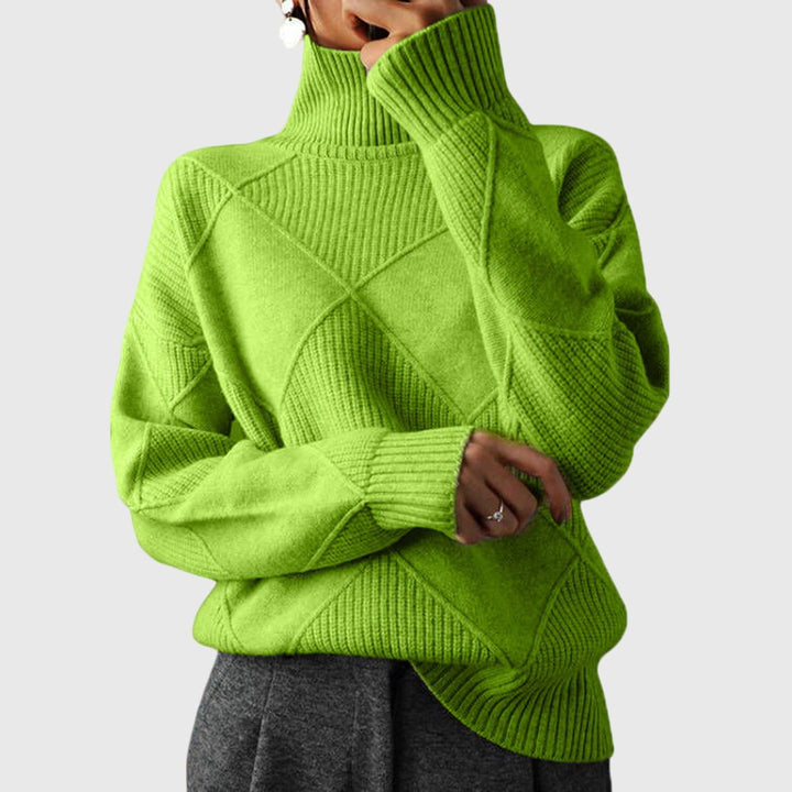 Diana | Rippstrick-Rollkragenpullover mit geometrischem Muster für Damen