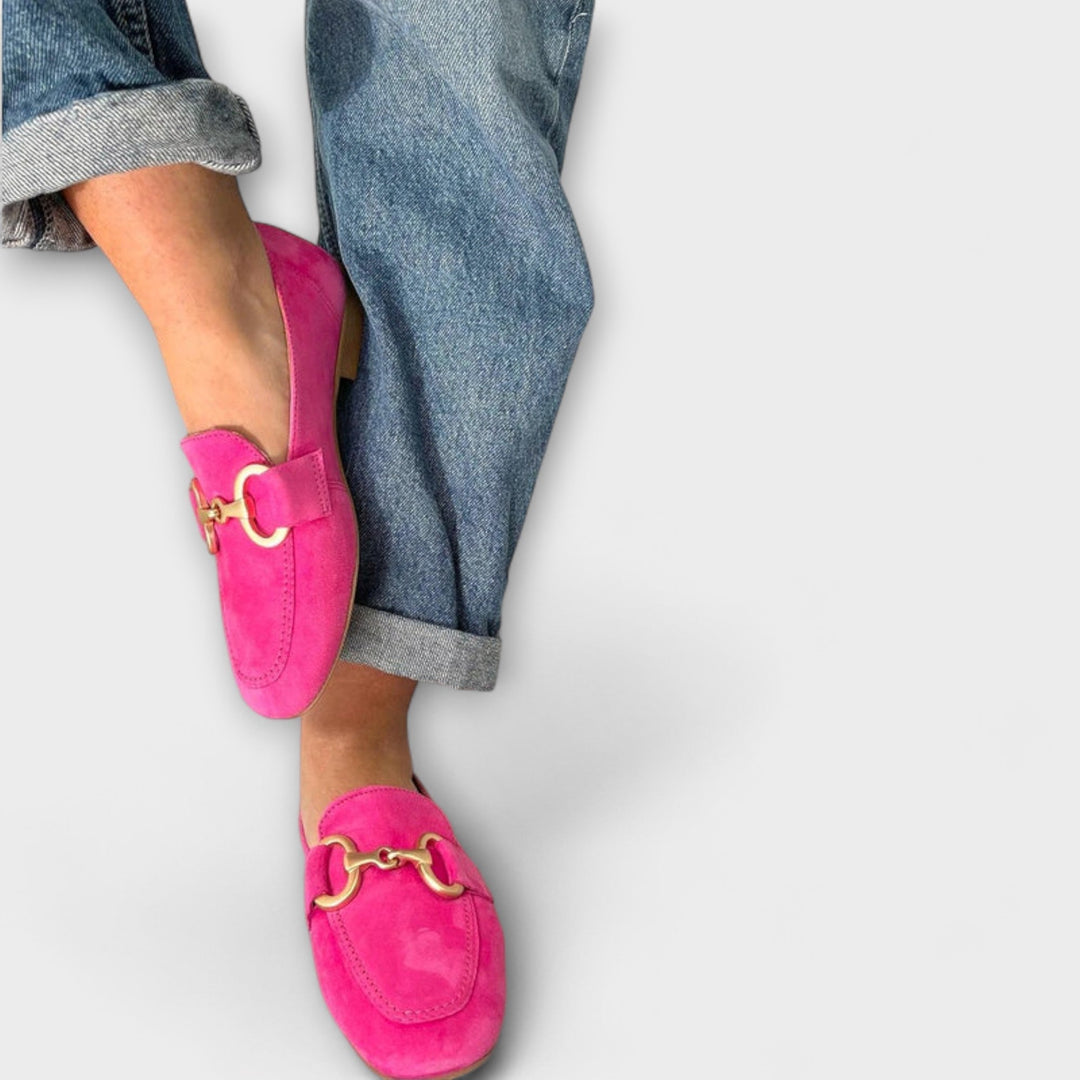 Irmgard - Pinke Wildleder-Slipper