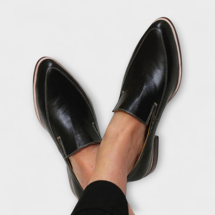Janou | Leder-Loafer mit Kontrastnähten für Damen
