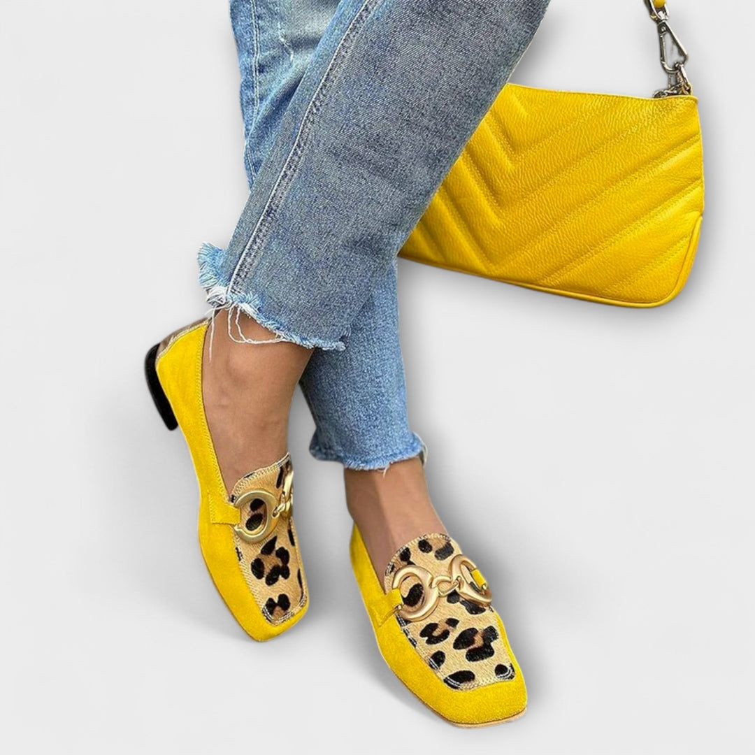 Klothilde - Gelbe Leoparden-Loafer