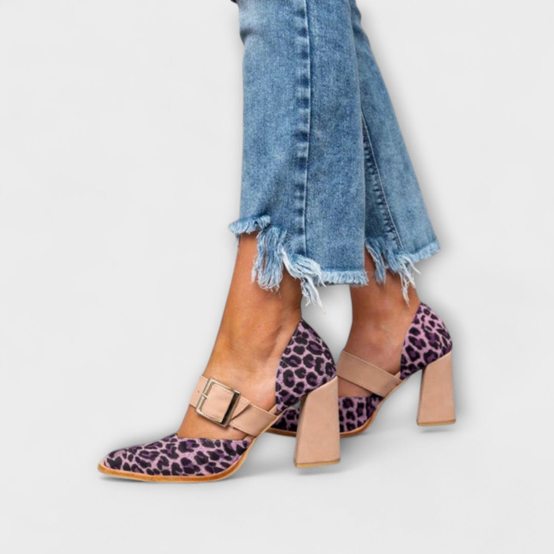 Mechthild - Leoparden-Pumps mit Blockabsatz