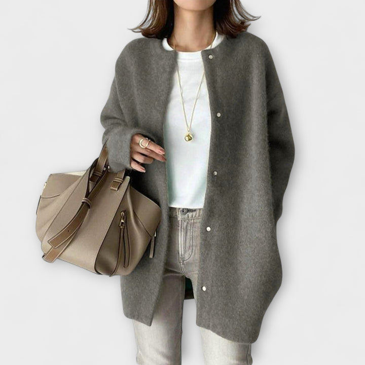 Amy - Beige gemütliche Relaxed-Fit-Jacke