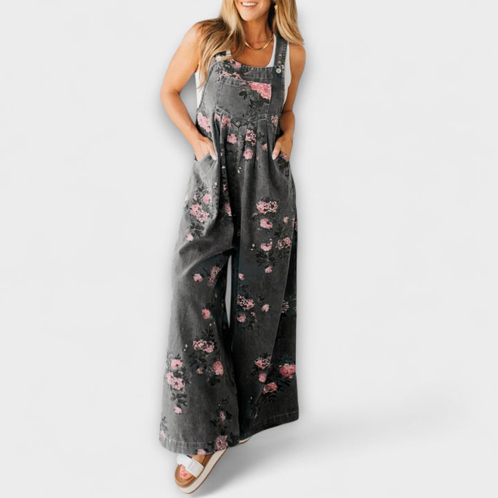 Edelgard - Blumen-Jeans-Latzhose
