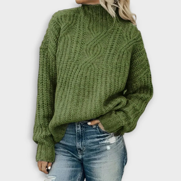 Edith | Rippstrickpullover mit hohem Kragen für Damen
