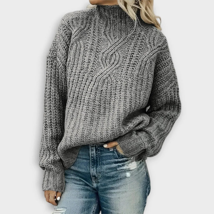 Edith | Rippstrickpullover mit hohem Kragen für Damen