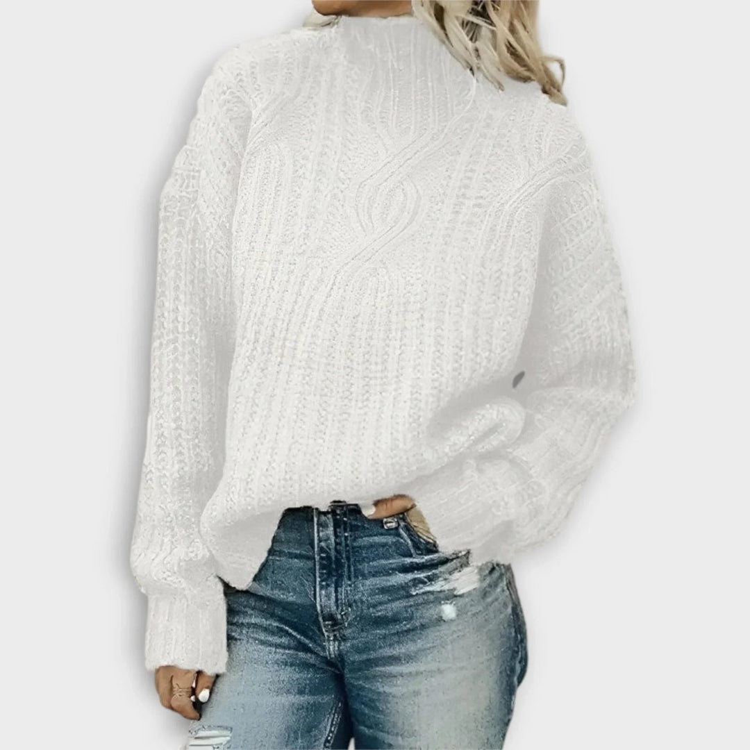 Edith | Rippstrickpullover mit hohem Kragen für Damen