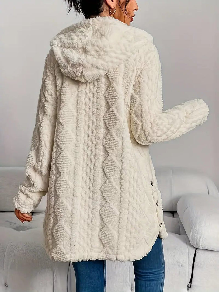Erin | Oversized-Fleecejacke mit Kapuze und Knopfleiste für Damen