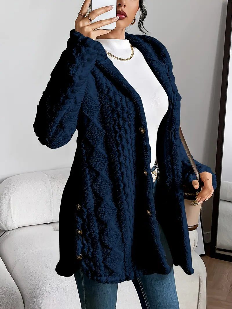 Erin | Oversized-Fleecejacke mit Kapuze und Knopfleiste für Damen