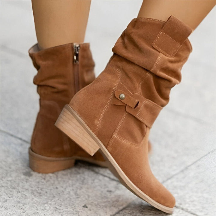 Ewa | Wadenhohe Slouch-Stiefel mit Blockabsatz für Damen
