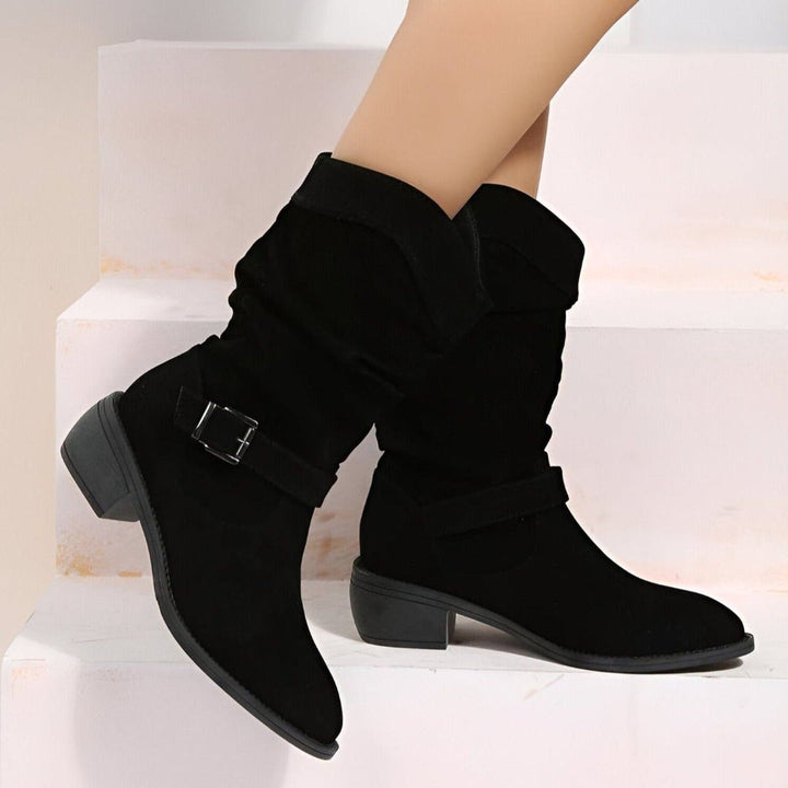 Ewa | Wadenhohe Slouch-Stiefel mit Blockabsatz für Damen