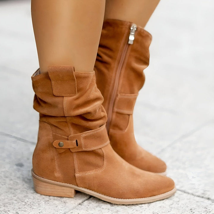 Ewa | Wadenhohe Slouch-Stiefel mit Blockabsatz für Damen