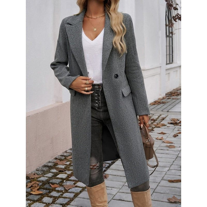 Fiona | Langer Wollblazer mit Einknopfverschluss für Damen