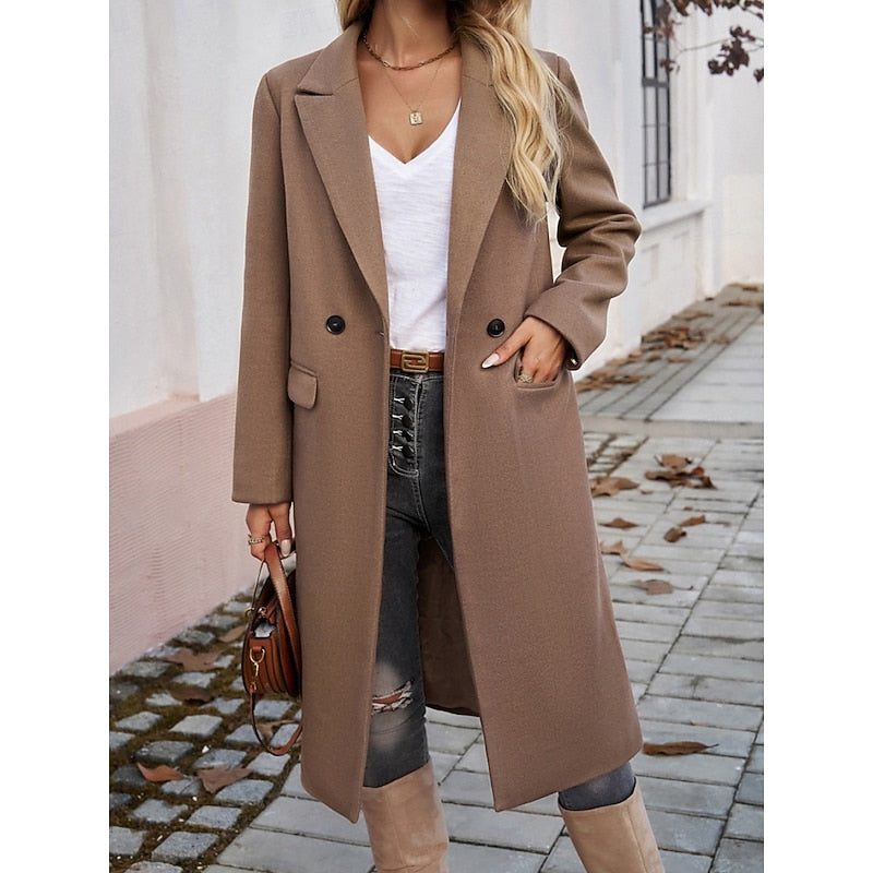 Fiona | Langer Wollblazer mit Einknopfverschluss für Damen