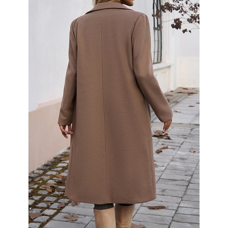 Fiona | Langer Wollblazer mit Einknopfverschluss für Damen