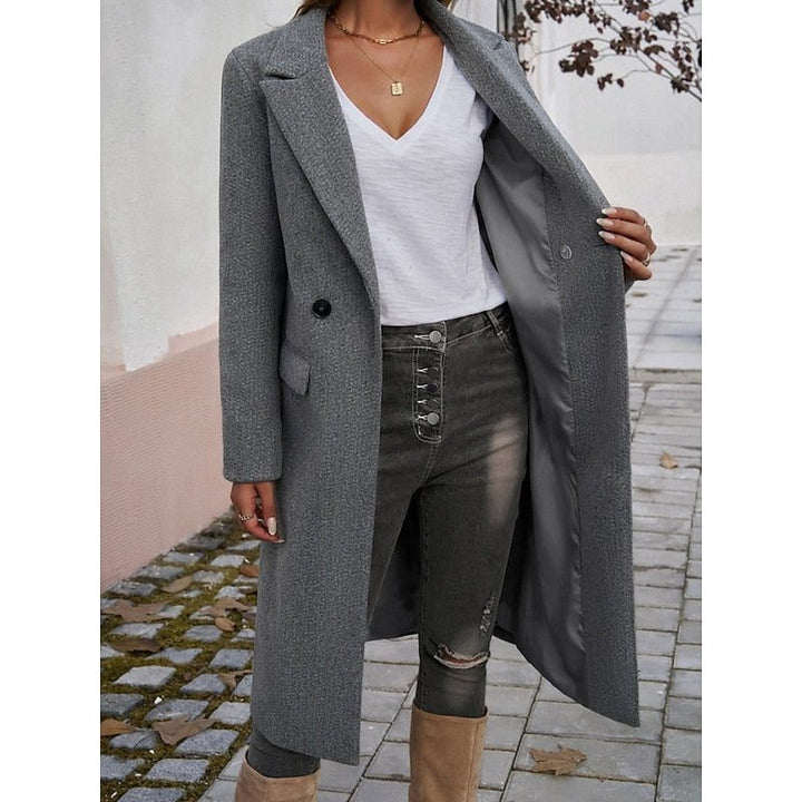 Fiona | Langer Wollblazer mit Einknopfverschluss für Damen