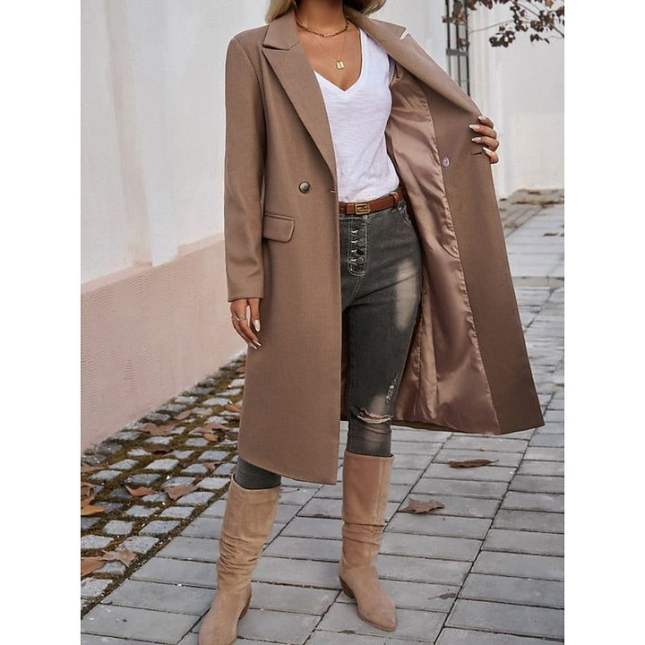 Fiona | Langer Wollblazer mit Einknopfverschluss für Damen