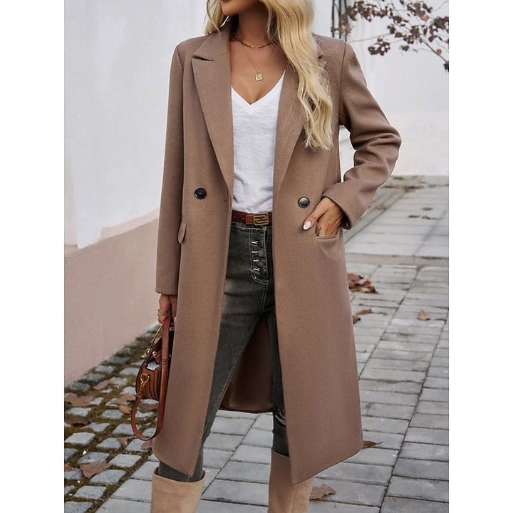 Fiona | Langer Wollblazer mit Einknopfverschluss für Damen