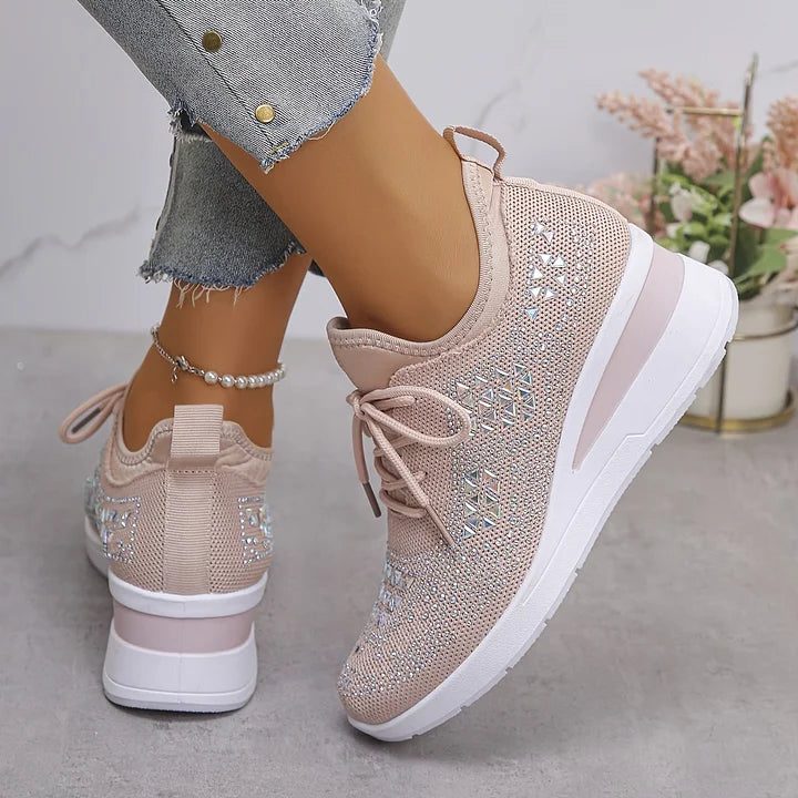 Fleur | Sneakers mit Strasssteinen und Schnürung für Damen