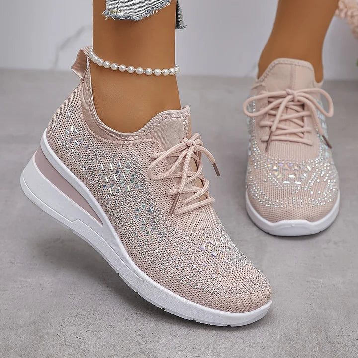 Fleur | Sneakers mit Strasssteinen und Schnürung für Damen