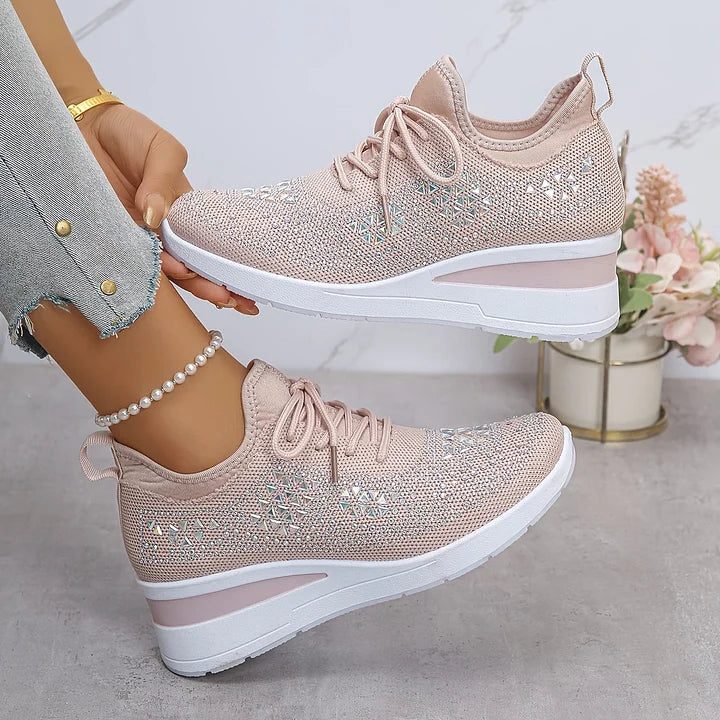 Fleur | Sneakers mit Strasssteinen und Schnürung für Damen