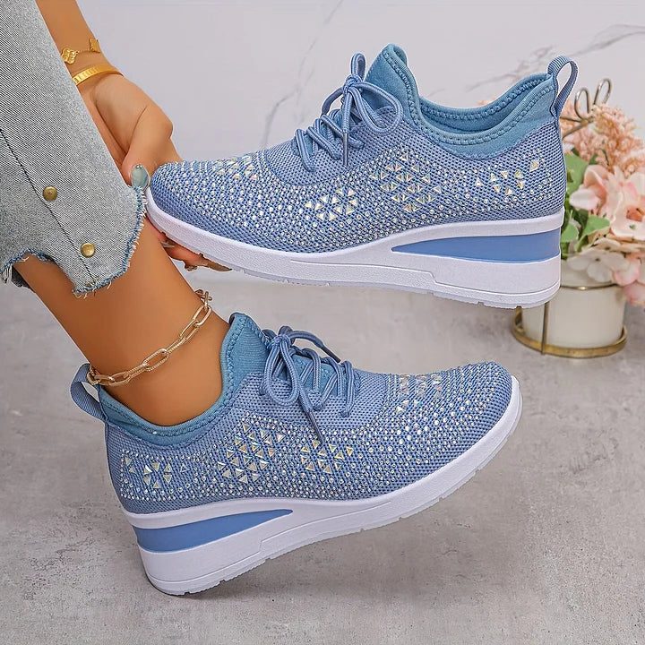 Fleur | Sneakers mit Strasssteinen und Schnürung für Damen