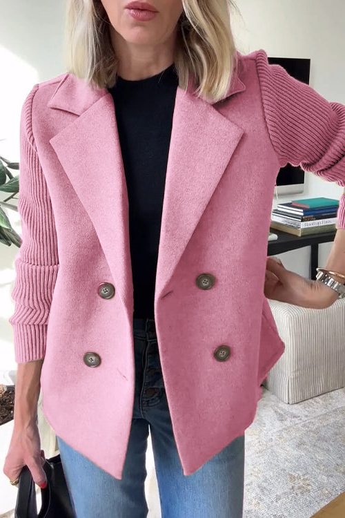 Gwyneira | Zweireihiger Blazer mit Strickärmeln für Damen