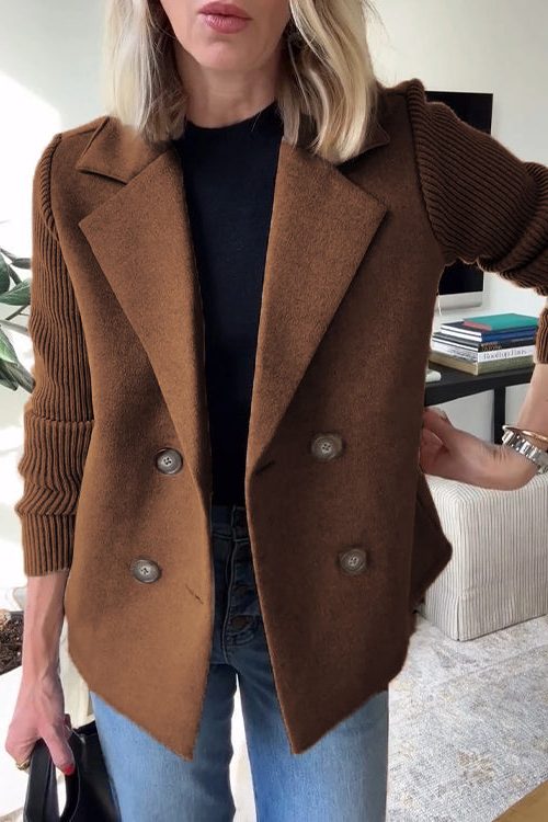 Gwyneira | Zweireihiger Blazer mit Strickärmeln für Damen