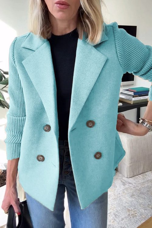 Gwyneira | Zweireihiger Blazer mit Strickärmeln für Damen