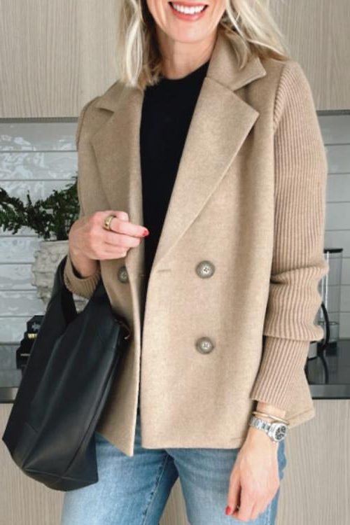 Gwyneira | Zweireihiger Blazer mit Strickärmeln für Damen