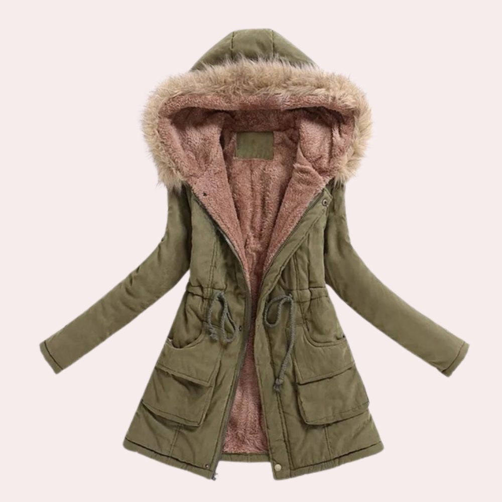 Hannah | Parka mit Kapuze, Kunstfellbesatz und Fleecefutter für Damen