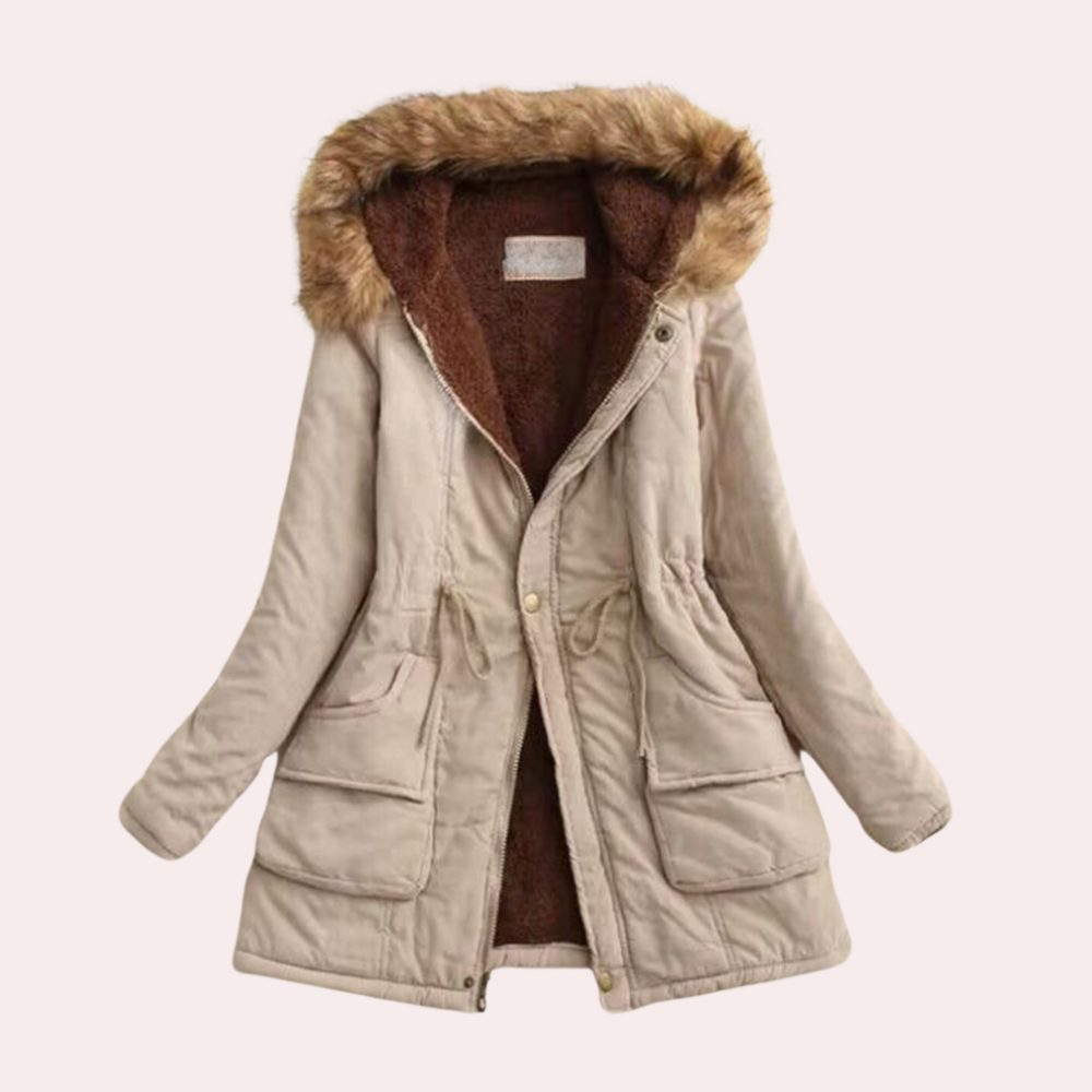 Hannah | Parka mit Kapuze, Kunstfellbesatz und Fleecefutter für Damen