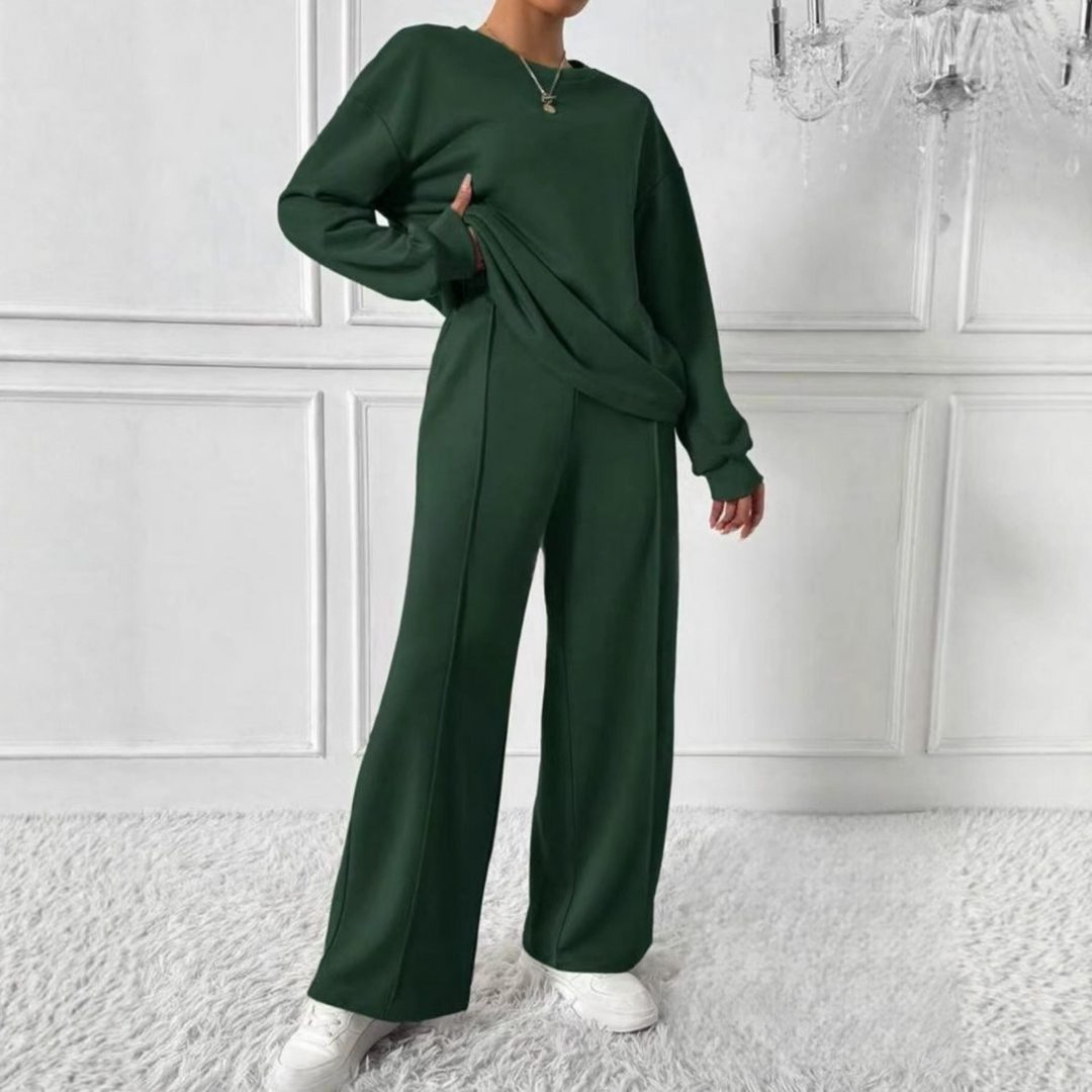 Hanne | Set aus Oversized-Sweatshirt und High-Waist-Hose mit langen Ärmeln für Damen