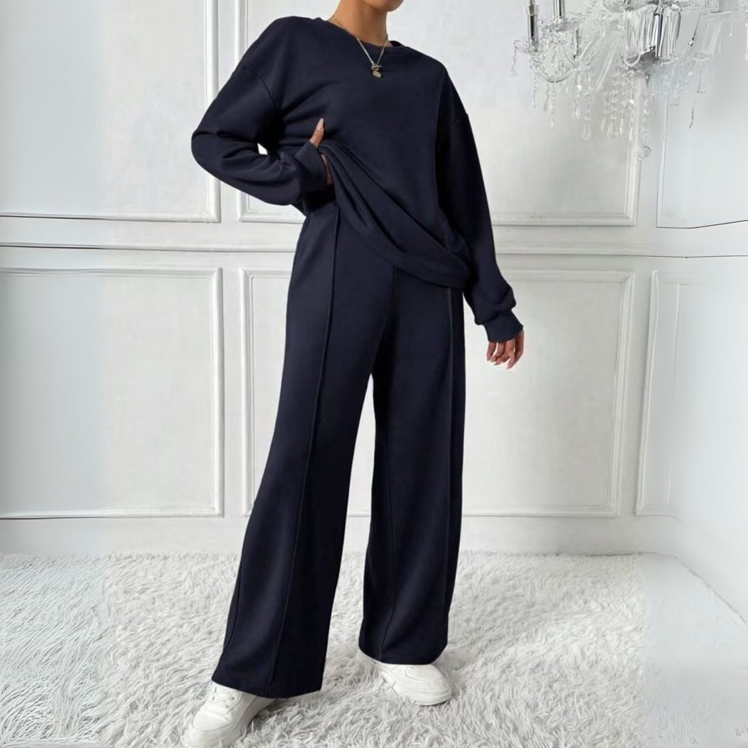 Hanne | Set aus Oversized-Sweatshirt und High-Waist-Hose mit langen Ärmeln für Damen