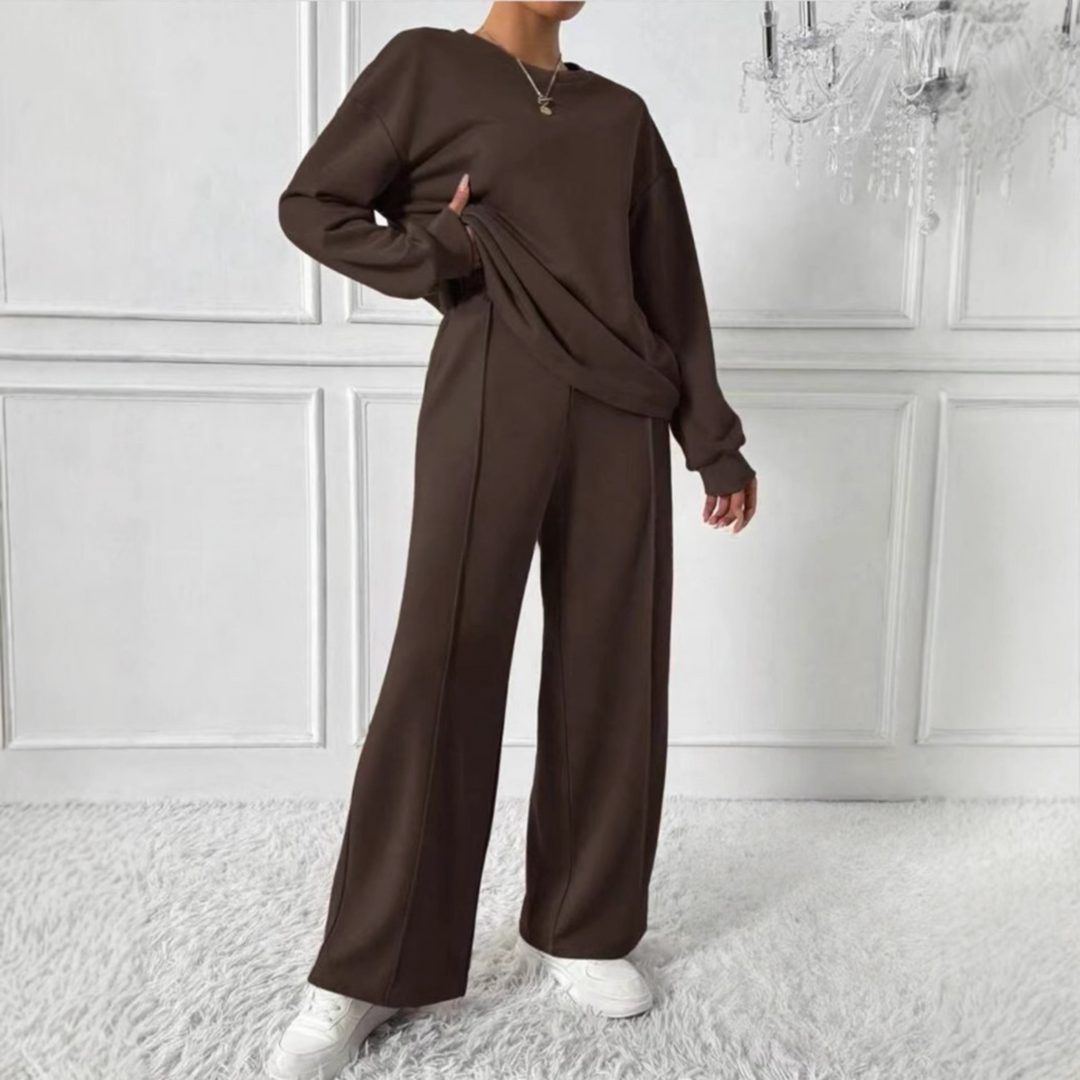 Hanne | Set aus Oversized-Sweatshirt und High-Waist-Hose mit langen Ärmeln für Damen