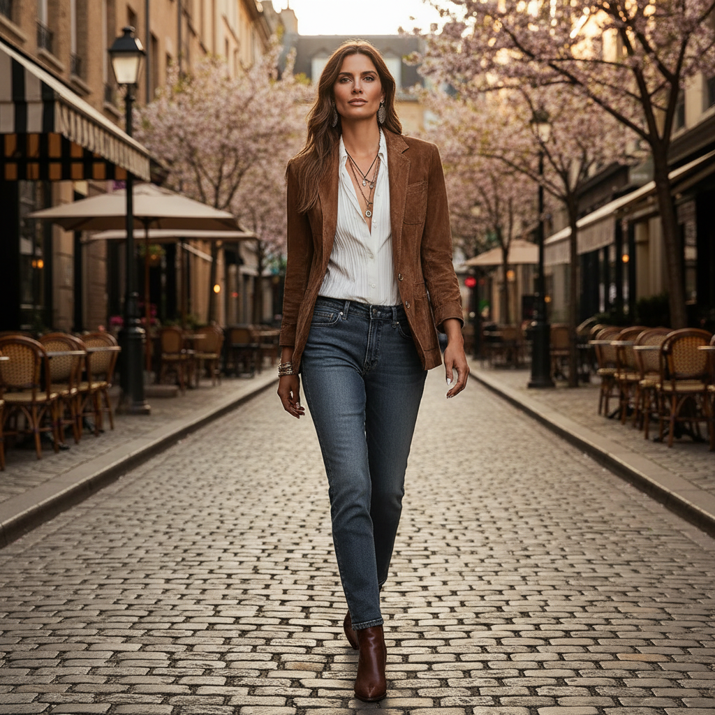 Rachel | Wildlederblazer mit Knopfleiste und Brusttasche für Damen