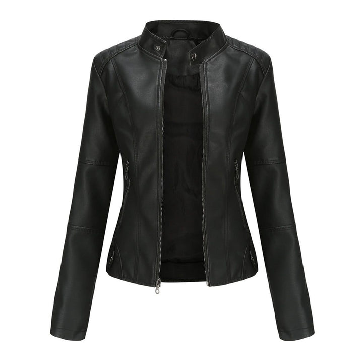 Ilana | Kurze Lederjacke mit Reissverschluss und Kragen für Damen