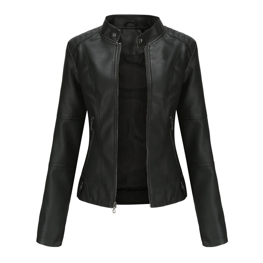 Ilana | Kurze Lederjacke mit Reissverschluss und Kragen für Damen
