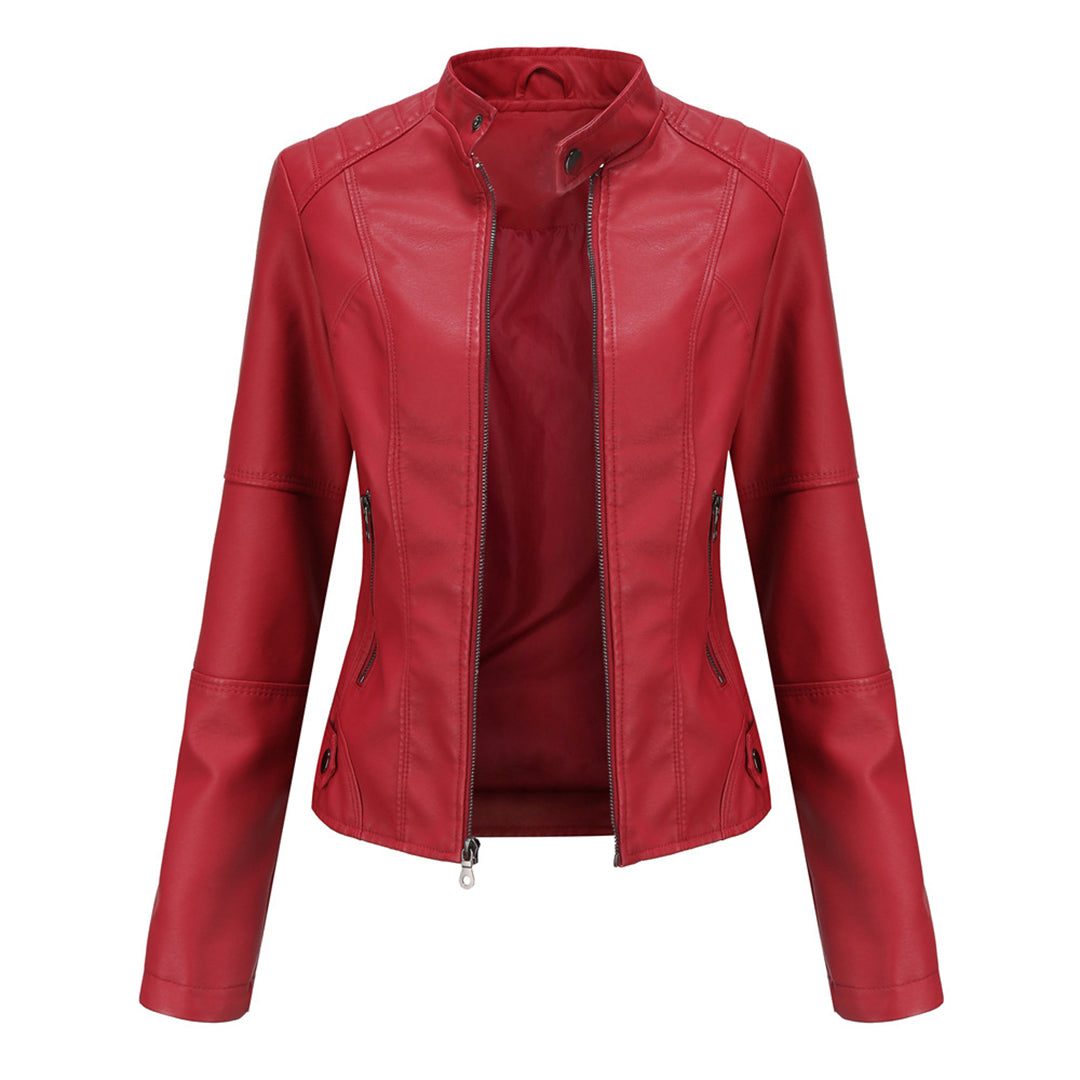 Ilana | Kurze Lederjacke mit Reissverschluss und Kragen für Damen