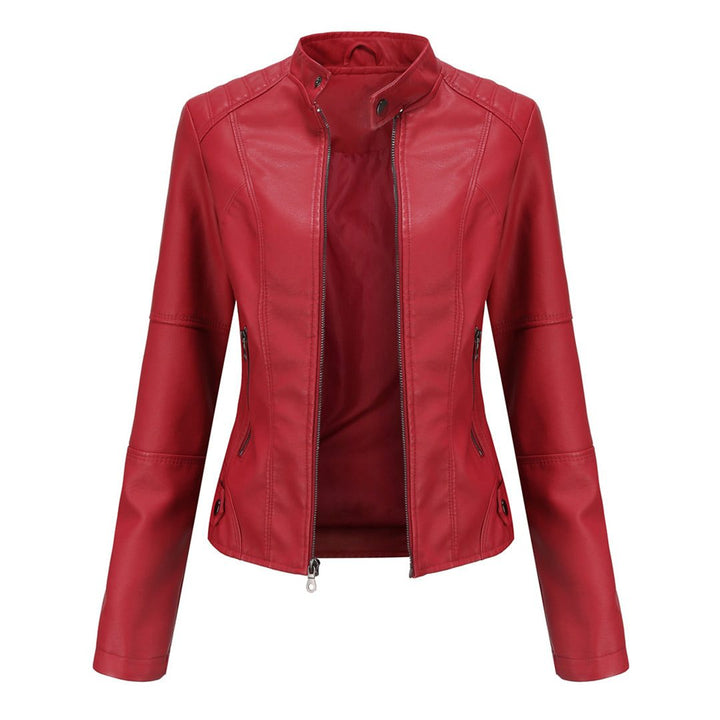 Ilana | Kurze Lederjacke mit Reissverschluss und Kragen für Damen
