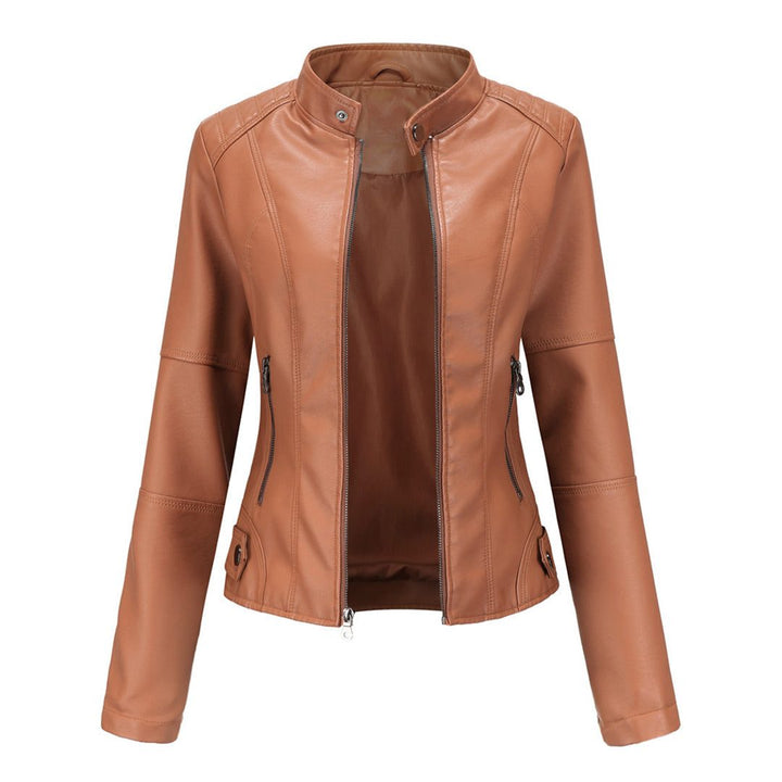 Ilana | Kurze Lederjacke mit Reissverschluss und Kragen für Damen