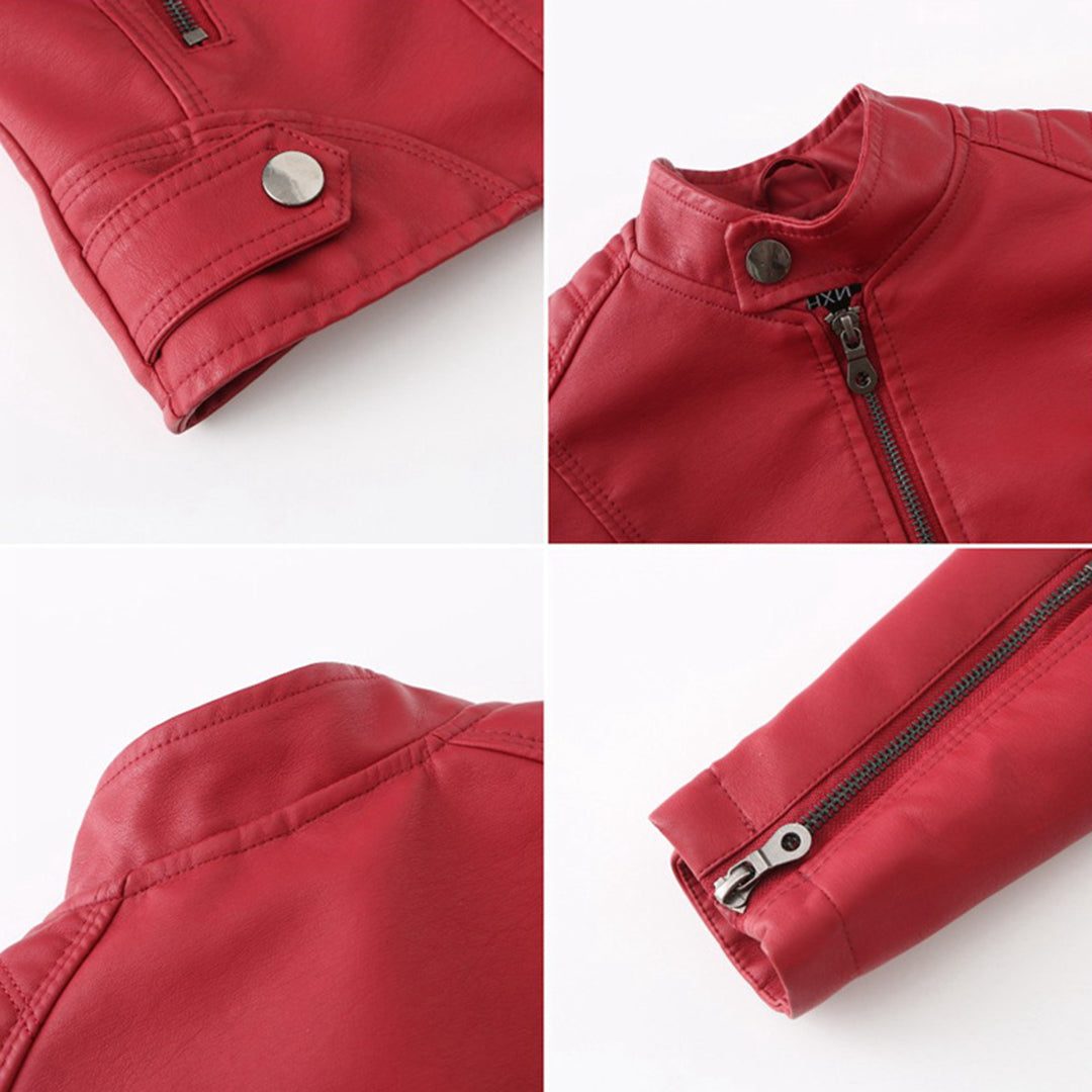 Ilana | Kurze Lederjacke mit Reissverschluss und Kragen für Damen
