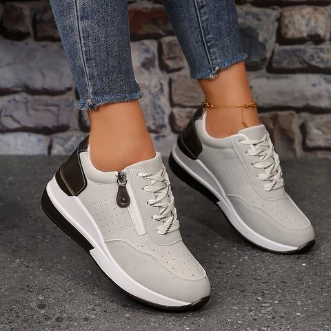 Ileana | Plateau-Sneakers mit Schnürung und farbiger Fersenlasche für Damen