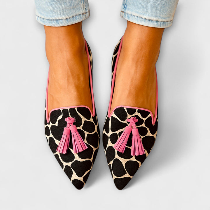 Juliane - Leoparden-Slipper mit Quasten