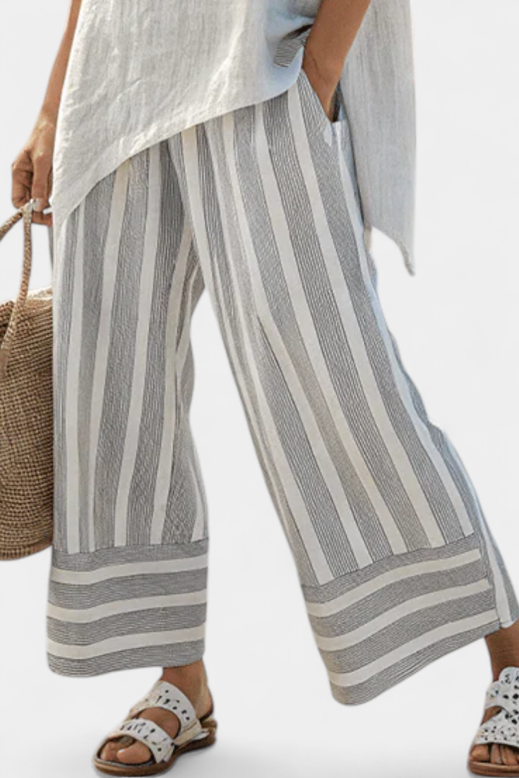 Clarisse - Asymmetrisches Blusen-Set mit Streifen