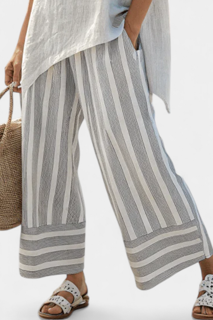 Clarisse - Asymmetrisches Blusen-Set mit Streifen